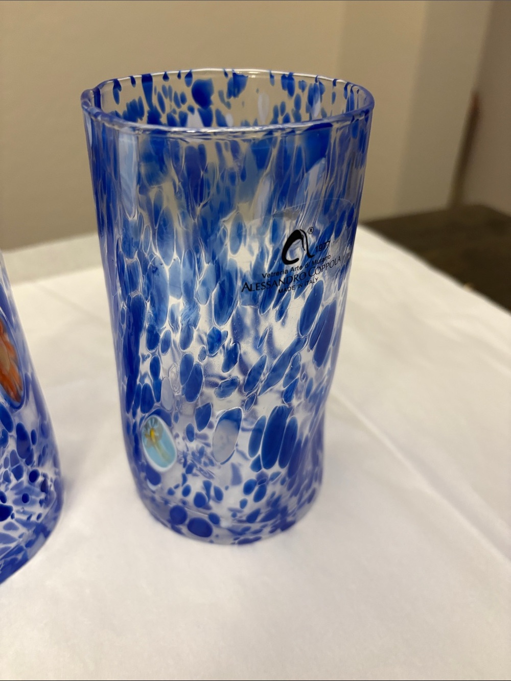 Murano Confetti Indented Drinking Glasses Made In Italy Handmade Glasses - Picture 4 of 7
